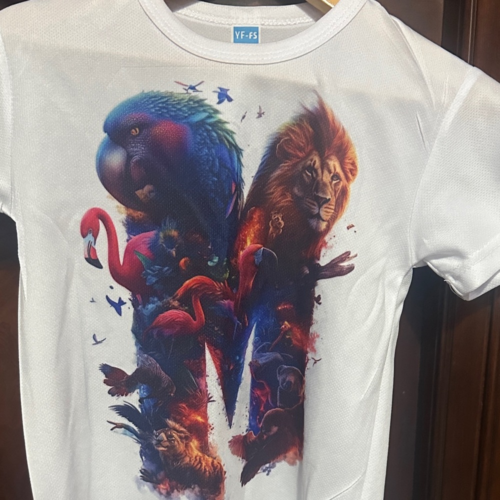 White Graphic T-Shirt with Animal Print